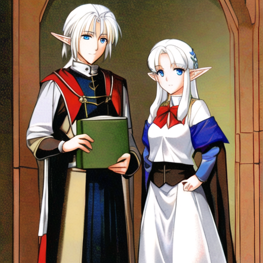 a_white_haired_elf_with_blue_eyes_and_her_teacher_stands_behind_her_medieval_style__3232054759.png