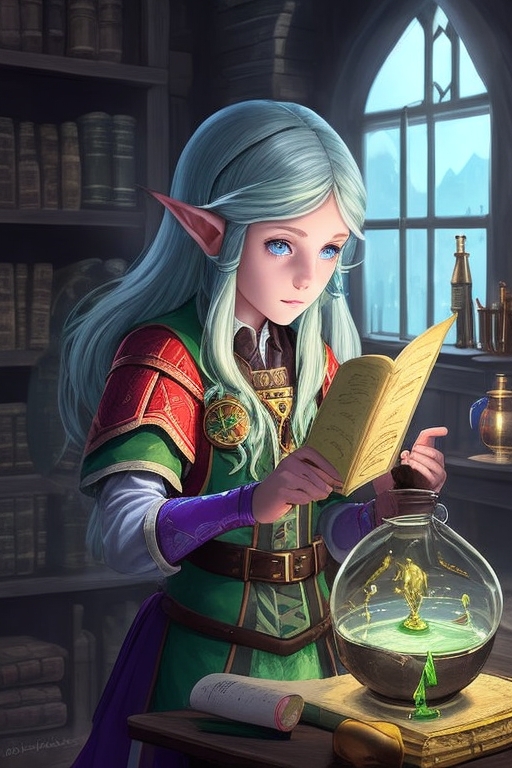 DreamShaper_v5_Teenage_female_elf_trying_to_learn_alchemy_2.jpg